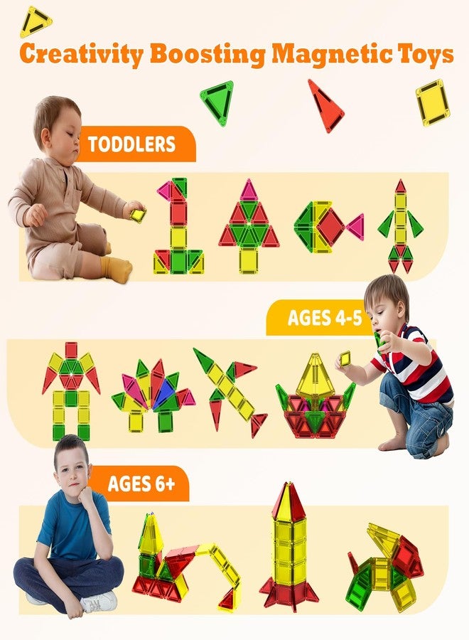 Anyeve 46PCS Mini Magnetic Tiles, Magnetic Tiles Travel Set with Case, STEM Educational Building Set Construction Toys for Kids Ages 3+, Portable Building Toys for Toddlers, Boys & Girls Birthday Gift - Image 4